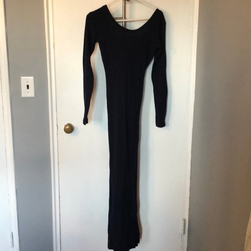Maxi Long Sleeve T-shirt Dress with Scoop Back